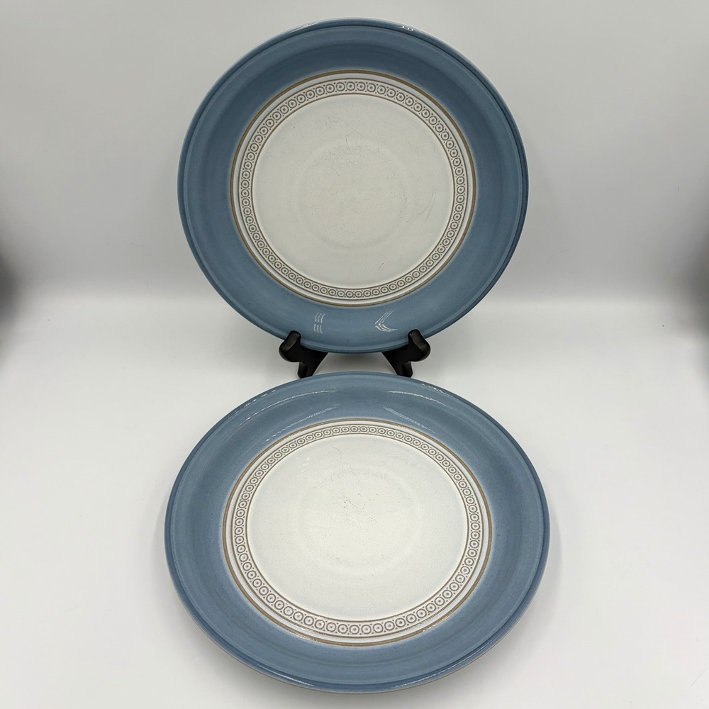 Denby Castile Blue Pattern SET OF 2 Salad Plates 9-1/8" Stoneware England Vtg